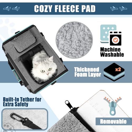 GAPZER Cat Carrier Alaska Airline TSA Approved 17x11x9.5 Soft-Sided Small Pet Air Travel Carry Bag, Southwest Airplane Kit...