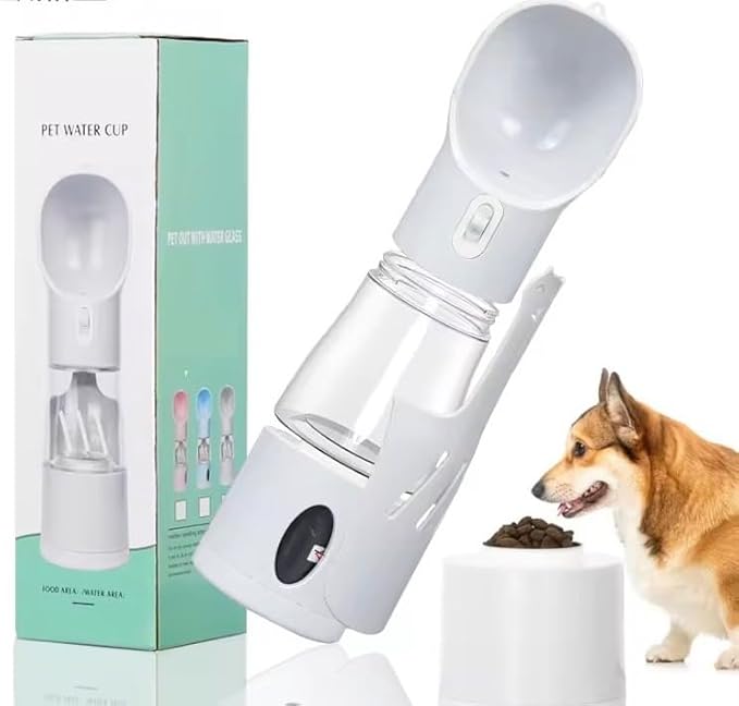 4-in-1 Dog Water Bottle for Walking & Travel – Leakproof Portable Pet Water Dispenser with Bowl, Poop Bag Holder & Shovel...