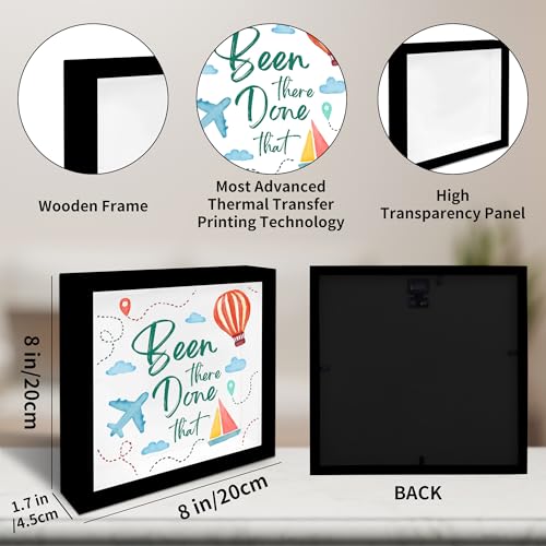 8" x 8" Black Travel Shadow Box Frame - Graffiti Been There Done That - Travel Wooden Display Memory Saver with Slot for T...