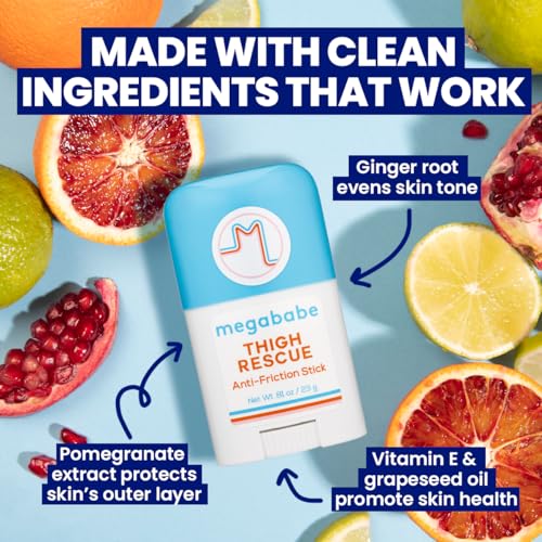 Megababe Thigh Rescue Anti-Chafe Stick Mini | Travel size, great for on-the-go | Prevents skin chafe & irritation | Thigh...