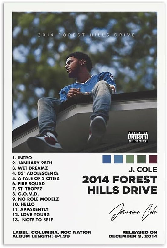eksent Canvas Poster 2014 Forest Hills Drive Music Album Cover Poster for Room Aesthetic Canvas Art Posters Unframe 12x18i...