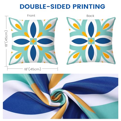 coclothy Outdoor Pillow Covers - 4 Pack Outdoor Pillow Covers 18x18 Waterproof PillowCovers for Patio Furniture Decorative...
