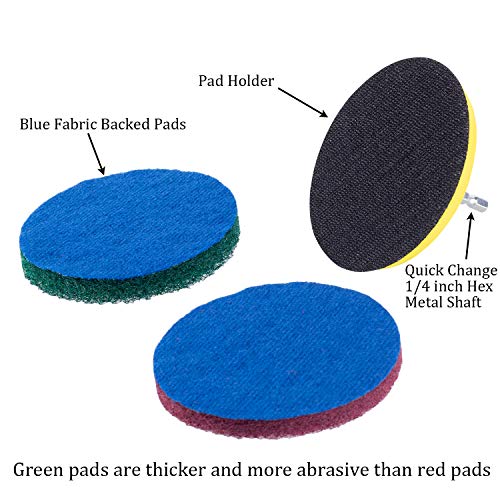 Kichwit 4 Inch Drill Power Brush Tile Scrubber Scouring Pads Cleaning Kit, Includes Attachment, Heavy Duty Household Clean...