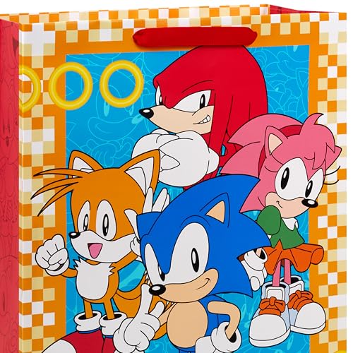 Hallmark Sonic the Hedgehog Gift Bags for Kids, Gamers (2 Bags: 1 Large 13", 1 Extra Large 15") for Birthdays, Back to Sch...