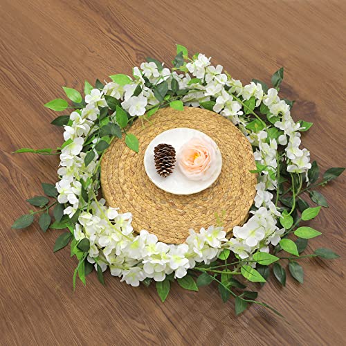 Findosom Wisteria Artificial Flowers Garland, 5Pcs Total 36FT White Wisteria Hanging Flowers, Flower Garland Decorations f...