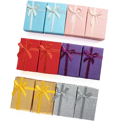 Pannger 12 Pack Small Jewelry Gift Boxes Set Empty Gift Boxes for Earrings,Rings, Necklaces Jewelry for Anniversaries, Wed...