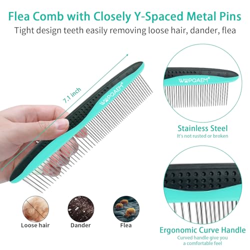 WOPQAEM 5 PCS Self Cleaning Slicker Brush & Pet Grooming Rake & Bath Brush & Nail Clippers & Pet Comb for Dogs and Cats,Pr...