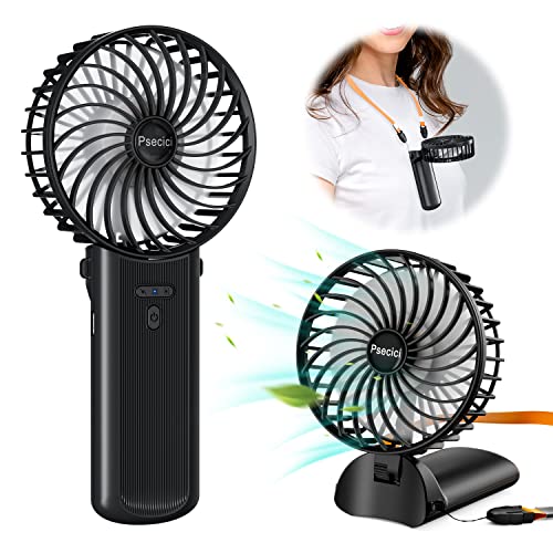Psecici Handheld Fan, Mini Portable Personal Fan with lanyard, 4 Speeds Level 180° Foldable Design for Desk/Travel/Office/...