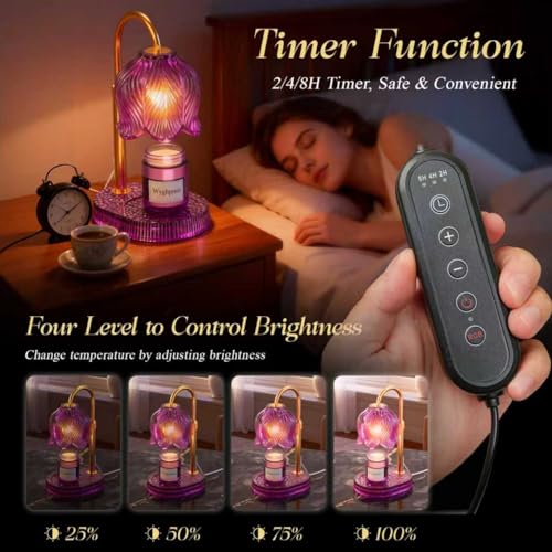 WYghyronic Candle Warmer Lamp with Adjustable Height - Flameless 4-Level Dimmable Wax Warmer, Timer Function & Stylish Des...