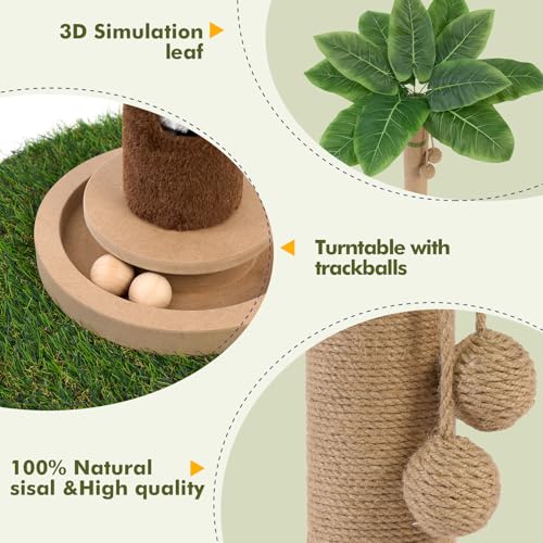 Woochpet Cat Scratching Post 35'' Tall Cat Scratcher Tree Tower Scratching Posts for Indoor Cats with Cat Toy Mouse Hole a...