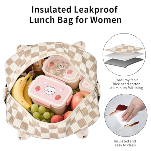 OYLOLA Lunch Bag Women Lunch Box for Women Adult Cute Insulated Lunch Bag Lager Cooler Lunch Tote Bags for Work Picnic (Be...