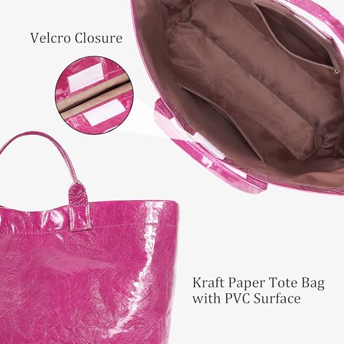 Lushandy PVC Tote Bag Women's Plastic Tote Purse Large Letters Print Hobo Handbag for Work, Beach, Gift