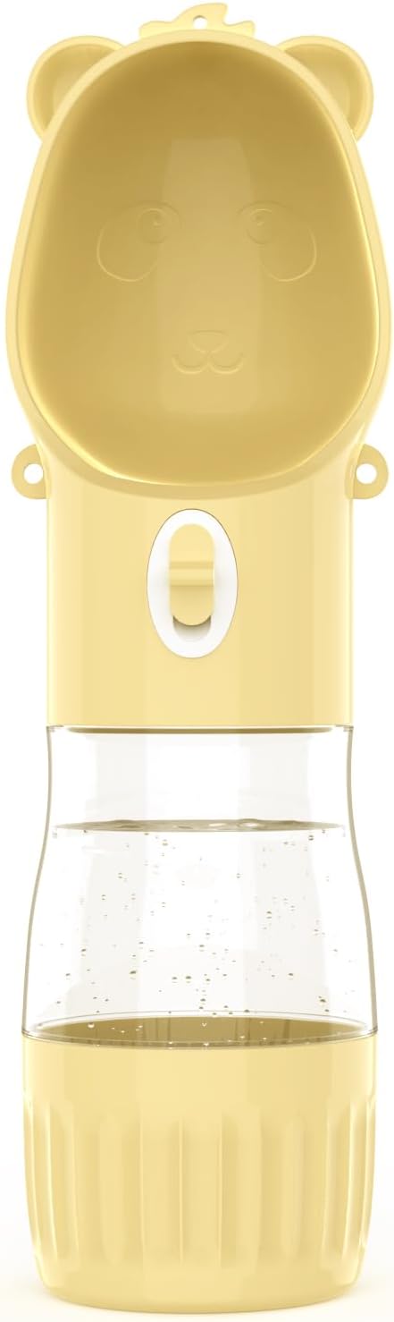 YFL Portable Dog Water Bottle with Food Container - 2 in 1 Travel Puppy Water Dispenser with Crossbody Sling & Strap - Lea...