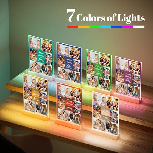 Jkolalin Custom Picture Frames with Photo, Personalized Picture Frame with Night Light, Custom Photo Frame, Customized Bes...