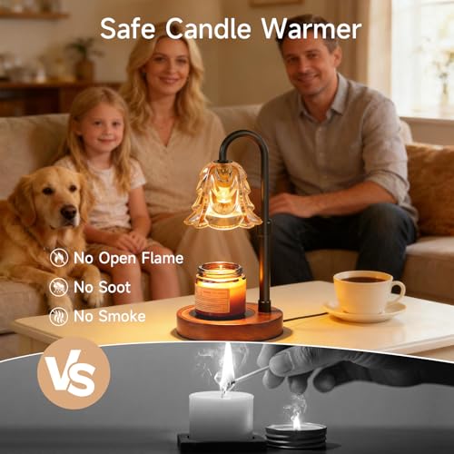 Vitelum Candle Warmer Lamp with Timer & Dimmer, Electric Wax Melter for Jar Candles, Safe Flameless Candle Warmer Light fo...