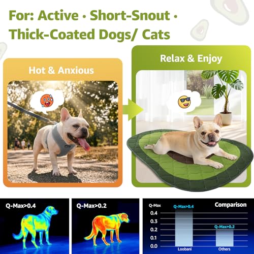 LOOBANI Dog Cooling Mat 40"x28"- Cute Avocado Design Cooling Mat for Dogs (Cool & Warm Side), Waterproof Self-Cooling Mat ...