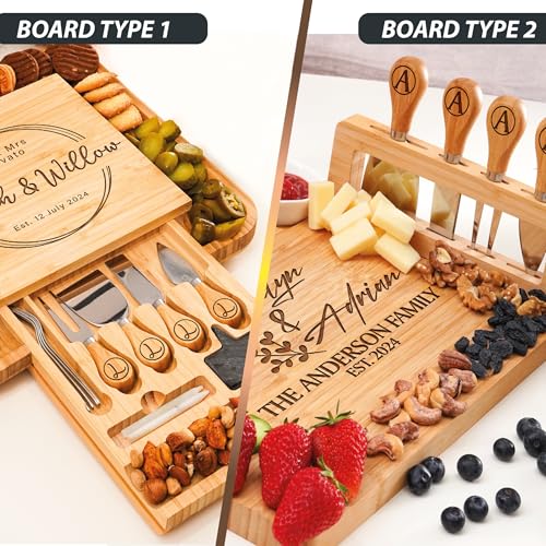 Personalized Charcuterie Board Gifts Set, Custom Large Cheese Board, Charcuterie Board for Wedding, Anniversary, Birthday,...