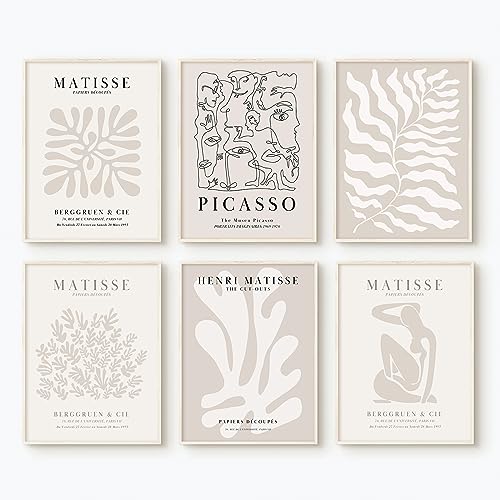 Youillne Henri Matisse Wall Art Prints Flower Abstract Canvas Pictures Aesthetic Beige Wall Art Decor Matisse Picasso Post...