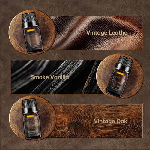 Men Essential Oils Set for Diffuser, Father's Day Gift for Men - 6x10ml Masculine Fragrance Oils for Candle Making, Scente...