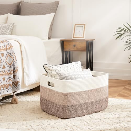Artfeel Blanket Basket,Rectangle Woven Baskets for Storage,65L Laundry Basket for Decorative Nursery Blanket,Toys,Dirty Cl...