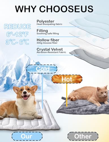 YOUWE7 Dog Cooling Mat, Reversible Self-Cooling Mat for pet, Cool Fabric Top & Velvet Back, Portable Ice Cool Fabric Dog B...