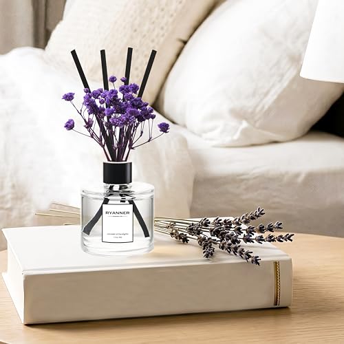 RYANNER Reed Diffuser Set of 3 Pack,Lavender Eucalyptus/White Jasmine/Lemongrass Scented Oil Diffuser with Sticks(1.7 fl o...