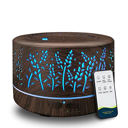 Diffusers for Essential Oils Large Room 600ml,Essential Oil Diffusers for Home with R/C,Cool Mist Humidifier,7 Colors Ligh...