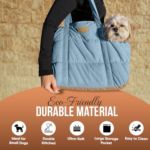 NoblePup Plush Dog Purse Carrier for Small Dogs, Soft Dog Tote Bag with Safety Harness Clip, Cozy Pet Carrier for Dogs Und...