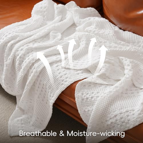 PHF 100% Cotton Waffle Weave Blanket King Size for Bed, Soft Lightweight & Breathable for Spring and Summer, All-Season Co...