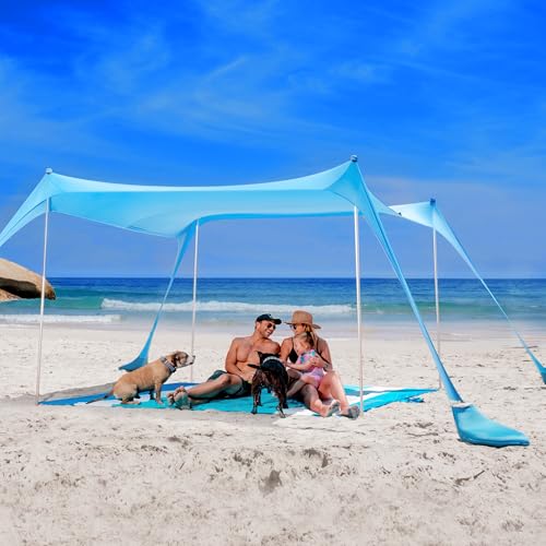 SUN NINJA Beach Tent Sun Shelter UPF50+ - Easy Pop Up Beach Canopy - Outdoor Shade for Camping Trips, Fishing, Backyard Fu...