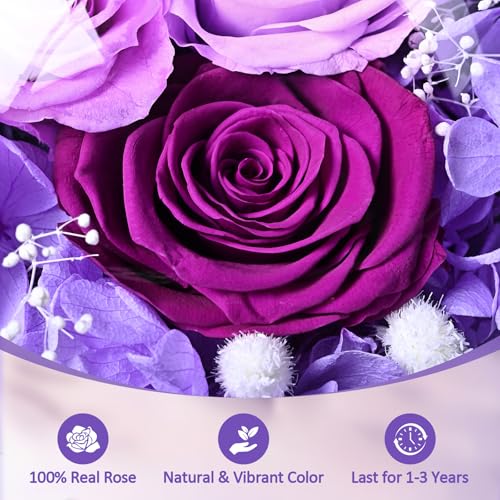 Yastouay for Mom, Preserved Real Rose in Glass with Scented Candles - Birthday Gifts for Women, Forever Rose for Anniversa...