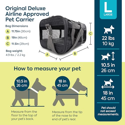 Sherpa Pet Carrier Airline Approved with Spring Wire Frame - Cat Carrier and Dog Carriers for Airline Travel and Vet Visit...