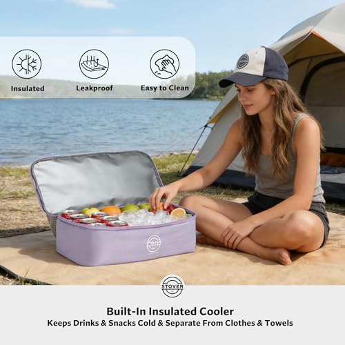 STOVER Extra Large Mesh Beach Bag, Vacation, Pool, Shopping & Travel Tote - Foldable w/Storage Pouch & Pockets for Women, Men