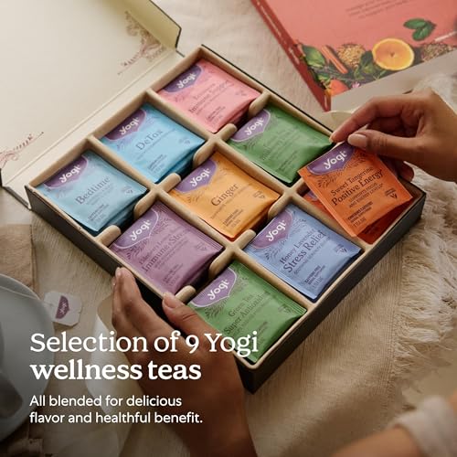 Yogi Organic Tea Sampler Gift Box (45 Tea Bags) Assorted Delicious Wellness Blends - 9 Favorite Herbal, Green & Black Vari...