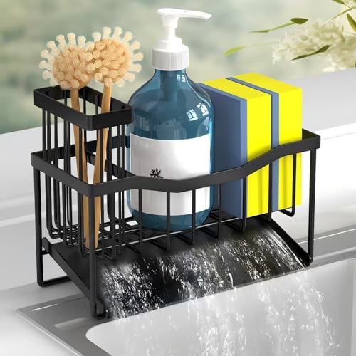Fssvcd Maifan Sink Caddy Sponge Holder for Kitchen with Brush Holder and Stainless Steel Self Drain Tray, Rustproof Kitche...