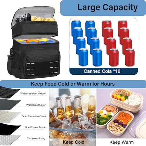 Lunch Box Cooler Bag - Tactical Insulated Lunchbox for Men - Large Soft Expandable Lunch Pail for Adults Work Outdoor Shif...