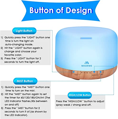 500ml Diffuser with Remote Control Waterless Automatic Shut Off Essential Oil Diffusers with Timing Mode Adjustable Oil Di...