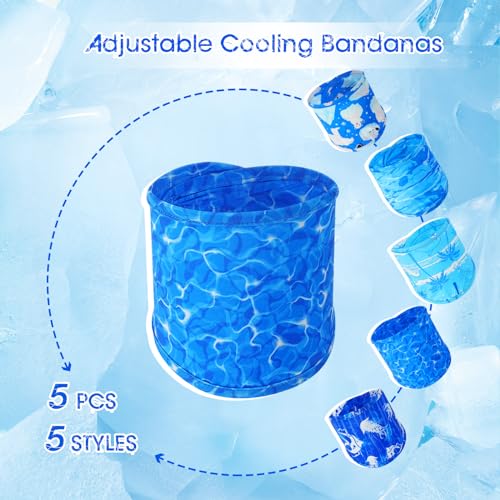 Talltalk 5 Pieces Dog Cooling Bandanas Neck Wraps Ice Scarf Pet Dog Cooling Collar Hunting Training Hiking Camping Accesso...