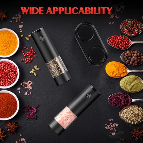 Electric Salt and Pepper Grinder Set Automatic Battery Pepper Mill Shakers Adjustable Coarseness Upgraded Larger Capacity ...