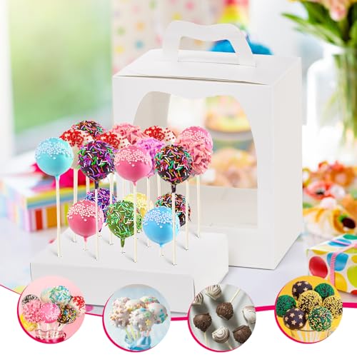 Nicunom 12 Pack Cake Pop Boxes, 18 Holes Cakes Pop Holder Cake Pops Packaging Boxes Gift Cakes Pop Stand Portable Lollipop...