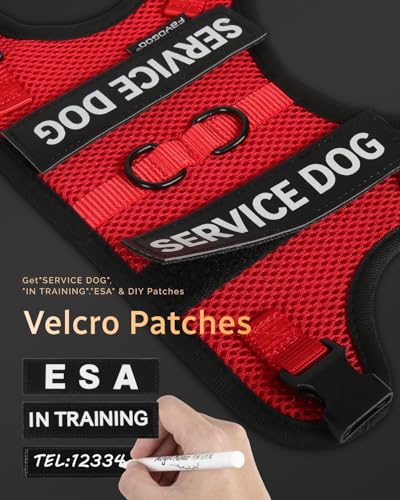FAYOGOO Service Dog Vest for Small Dogs - Breathable Air Mesh Service Dog Harness with Leash & 6 Patches, Adjustable No-Ch...