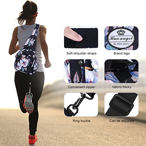 HUA ANGEL Floral Sling Bag, Small Lightweight Crossbody Shoulder Chest Bag for Men & Women Compact Travel Hiking Mini Daypack