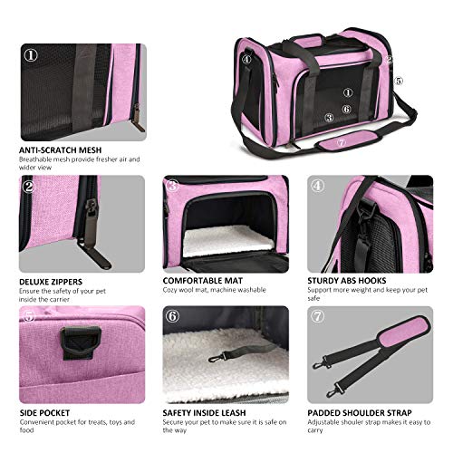 Henkelion Pet Carrier for Small Medium Cats Dogs Puppies up to 15 Lbs, TSA Airline Approved, Soft Sided, Collapsible Trave...
