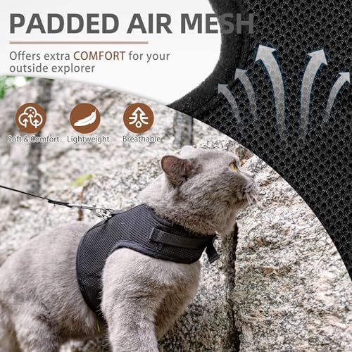 PUPTECK Soft Mesh Cat Vest Harness and Leash Set Puppy Padded Pet Harnesses Escape Proof for Cats Small Dogs Rabbits Bunn...