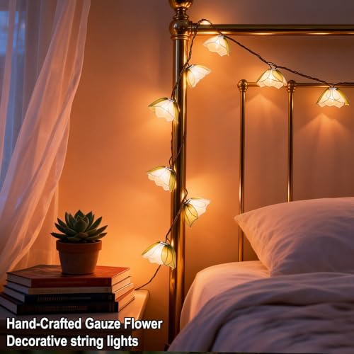 TWINKVILLA Decorative String Lights Plug in with 10 Bulbs, Flower Garland Fairy Lights Connectable Weatherproof Outdoor In...