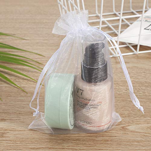 MOTYAWN 100pcs White Organza Bags 2x3 inch Sheer Drawstring Gift Bags Jewelry Pouches Wedding Party Christmas Favor Gift B...