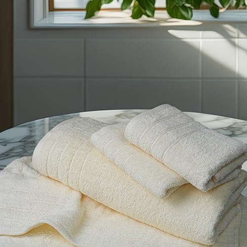 Tens Towels Pack of 8 Towels Set, 2 Extra Large Bath, 2 Hand, 4 Washcloths, 100% Cotton, Lighter Weight, Quicker to Dry, S...