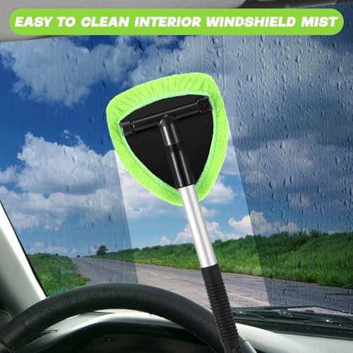 Potchen 8 Pcs Car Windshield Cleaner Tool Kit with Extendable Handle, Microfiber Towel Pads, Brush, Empty Spray Bottle for...