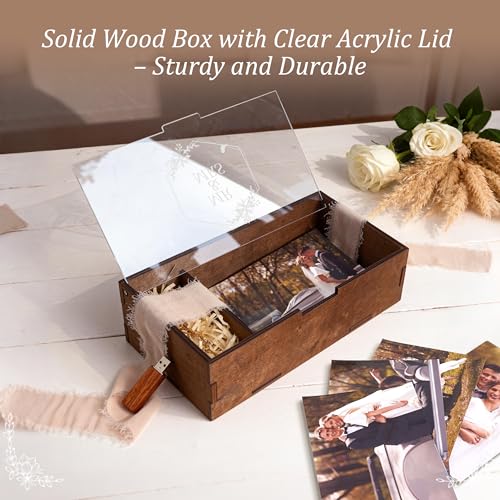 SEEBERY Mr and Mrs Wedding Keepsake Box with Lid – Personalized Wooden Memory Box for Bride and Groom, Unique Gift for Cou...