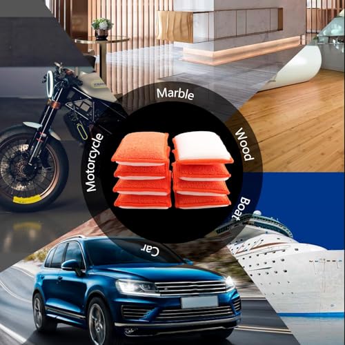 SPTA Car Interior Scrubbing Sponge, 8Pcs Scrub Ninja, Microfiber Car Wax Applicator, Car Wash Sponges for Car, Boat, Wood,...
